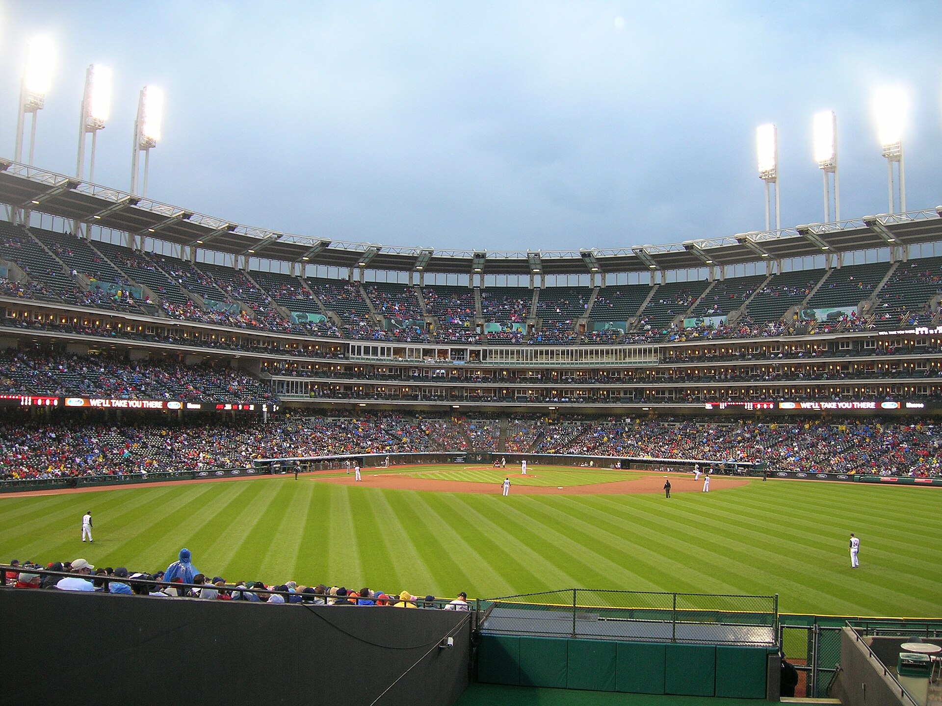 Progressive Field in Cleveland, where the Royals team total under and the Guardians run line both live